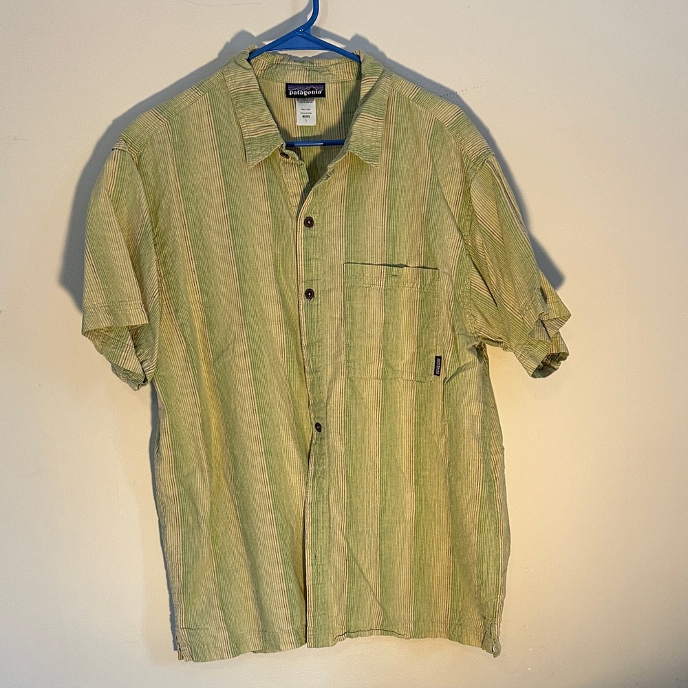 Patagonia Olive Striped Casual Shirt